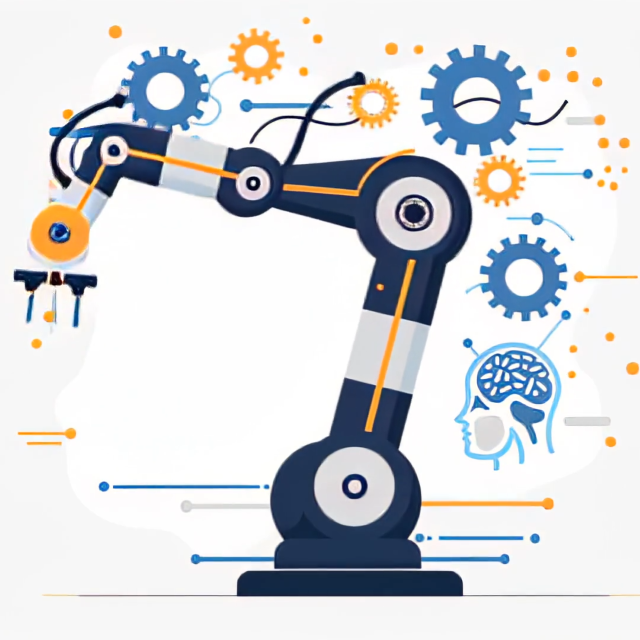 Industrial robotic arm equipped with EOAT gripper operating on automated production line
