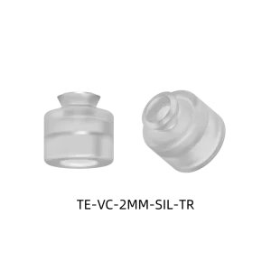 Flat vacuum cup made of transparent silicone, diameter 2 mm, stroke 0.4 mm, for EOAT and industrial automation applications.
