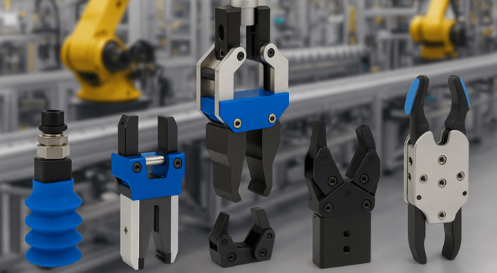 Various types of grippers for EOAT and industrial robotics on an automated production line